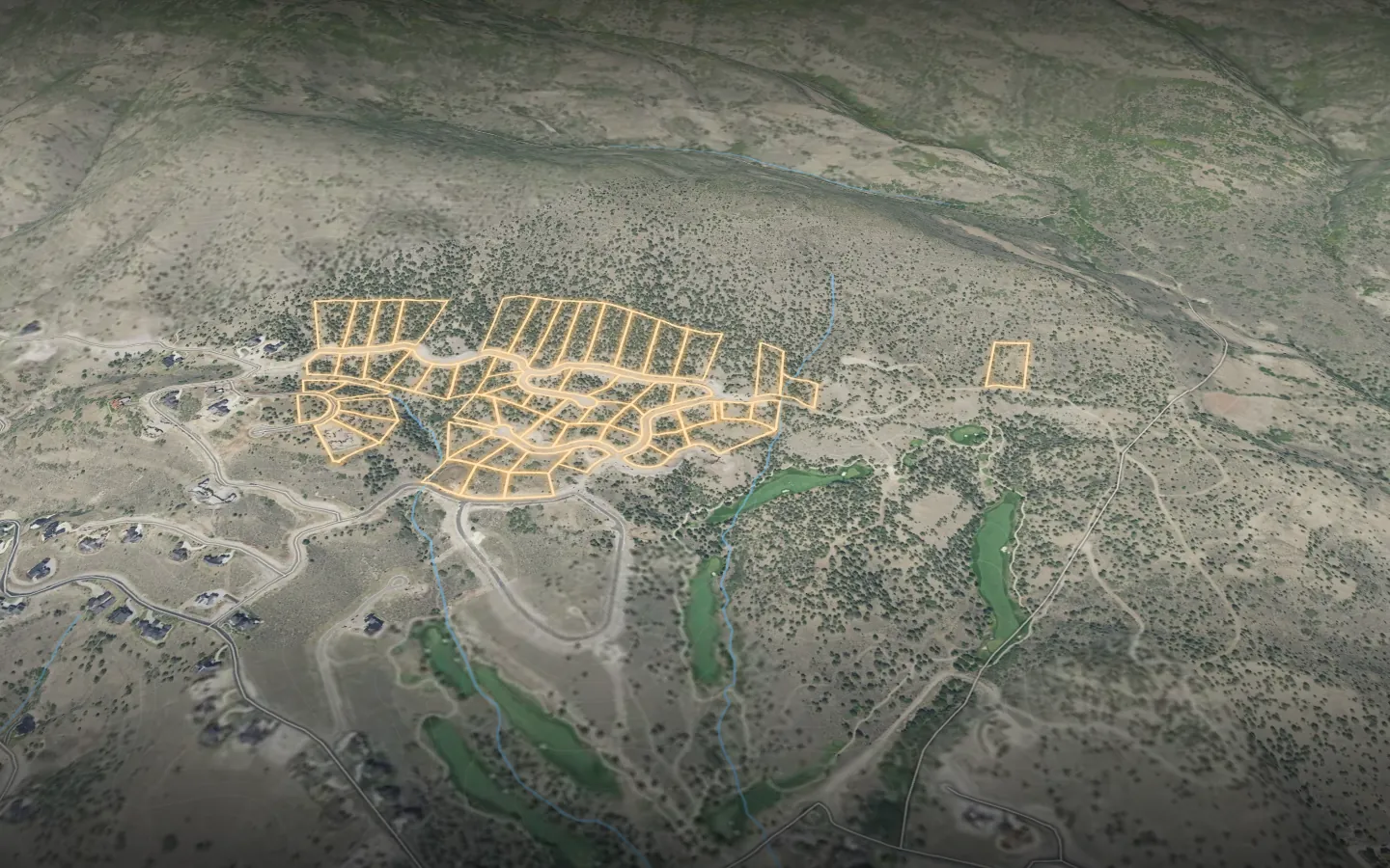 3D view of the real terrain and aerial at Juniper Fold